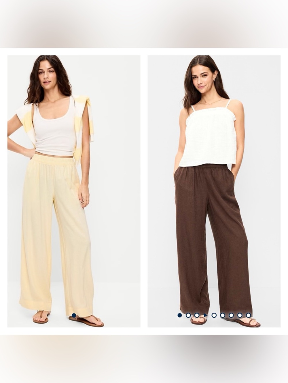 Old Navy High-Wasted Linen-Blend Wide-Leg Pants - Lot of 2 in Large Petite
